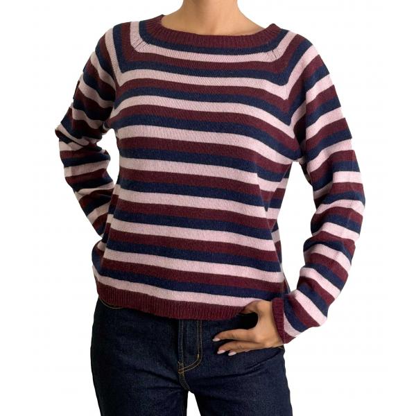 Maglione a righe fine girocollo